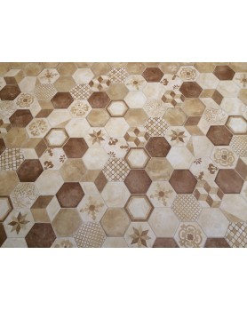 Carrelage décor marca corona terra  exagone mix antracite  25x21,6