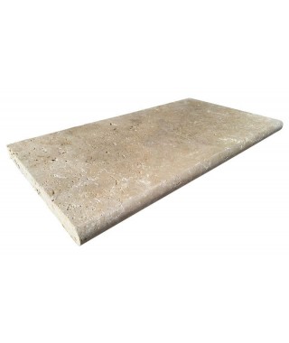 Margelle Piscine 3cm Bord 1/2 Rond Beige Effet Travertin Distrimat 33x61