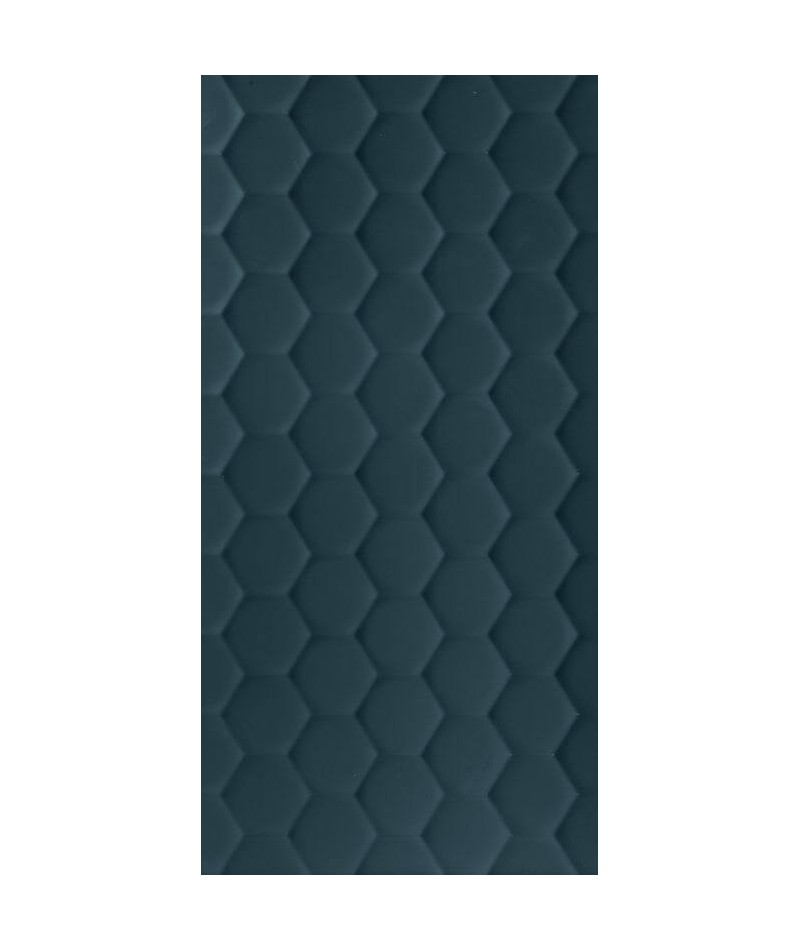 Carrelage Marca Corona 4D Hexagon Deep Blu - 40x80 Cm, Grès Cérame Bleu Profond, Effet 3D, Italie