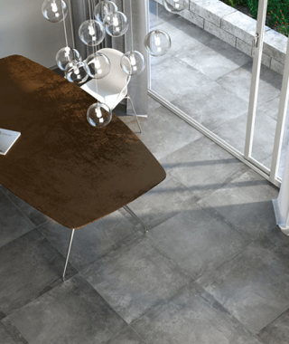 Carrelage gris foncé aspect béton Sil Ceramiche Gordes 60x60 rectifié