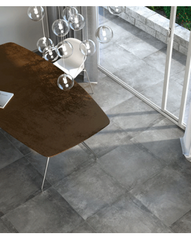 Carrelage gris foncé aspect béton Sil Ceramiche Gordes 60x60 rectifié