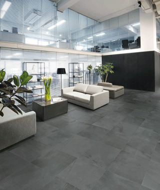 Carrelage noir imitation pierre Sil Ceramiche Stonecrete 60x60 rectifié