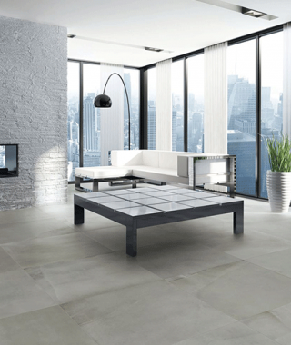 Carrelage gris foncé effet pierre Sil Ceramiche Stonecrete 80x80 rectifié