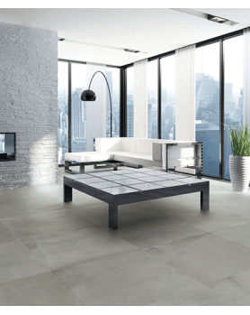 Carrelage gris foncé effet pierre Sil Ceramiche Stonecrete 80x80 rectifié