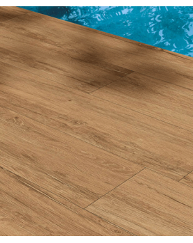 Carrelage extérieur marron clair 2cm imitation bois Novoceram Abea Miel 30x120