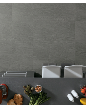 Carrelage gris foncé effet pierre Novoceram Kobe 60x60 rectifié
