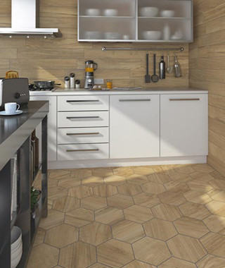 Carrelage Beige Effet Bois Vives Gamma Exagone Miel