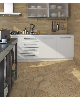 Carrelage Beige Effet Bois Vives Gamma Exagone Miel