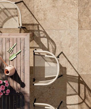 Carrelage Extérieur Effet Travertin Novoceram Tiber 80x80 Natural