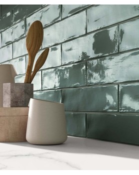 Carrelage mural ABK Crossroad Brick vert foncé 7.5x30