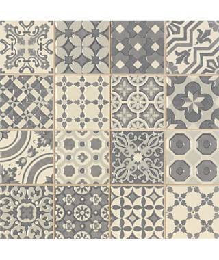 Mosaïque effet carreaux de ciment gris