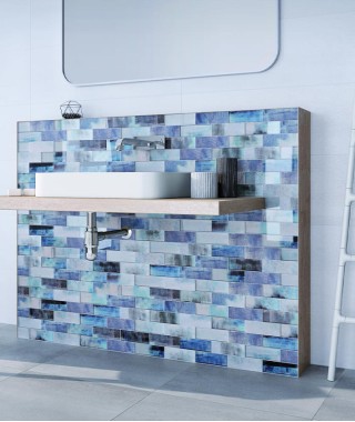 Mosaïque bleue pierre et...