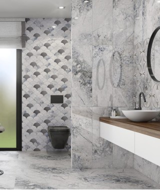Mosaïque moderne en écailles effet marbre Dune