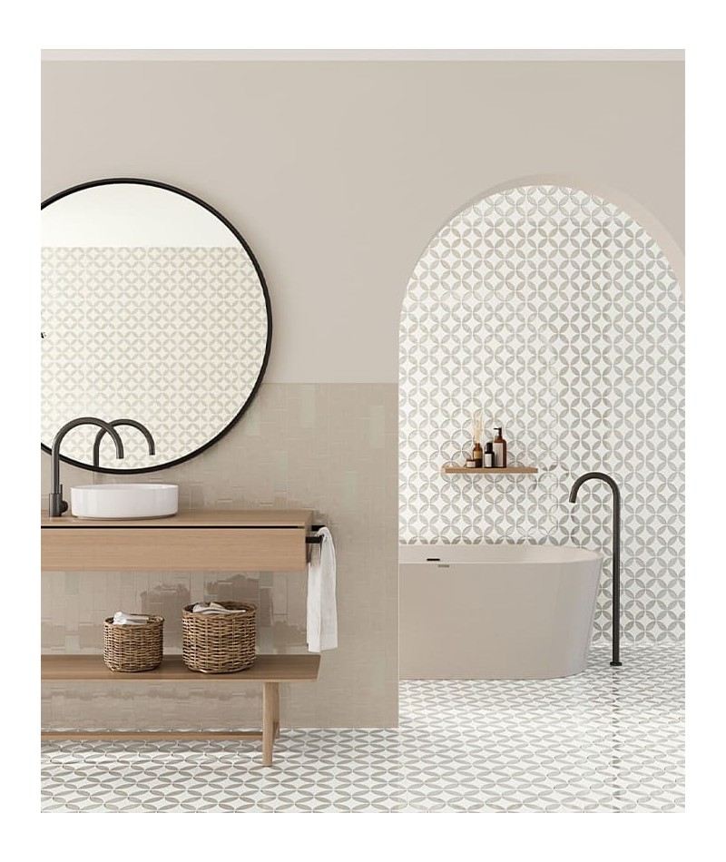 Carrelage carreaux de ciment petale Mayari Taupe Harmony