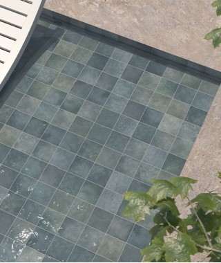Carrelage extérieur piscine et terrasse Spa&Pools Indigo Equipe