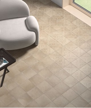 Carrelage effet ciment Ares decor taupe Equipe