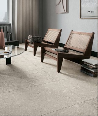 Carrelage intérieur terrazzo ivoire RR04 Melk Norr Mirage
