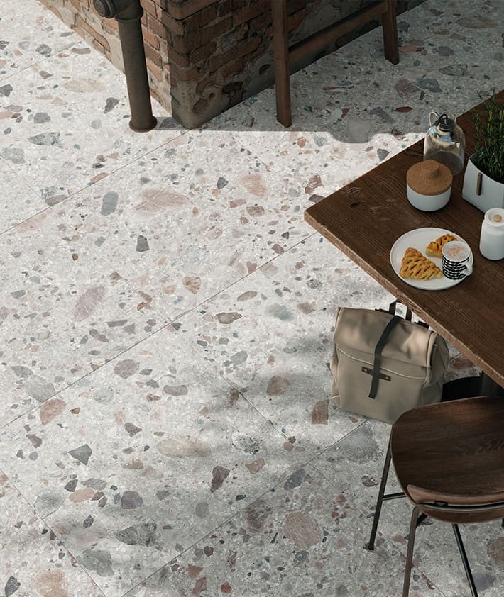 Carrelage intérieur terrazzo gris clair RR06 Hav Norr Mirage