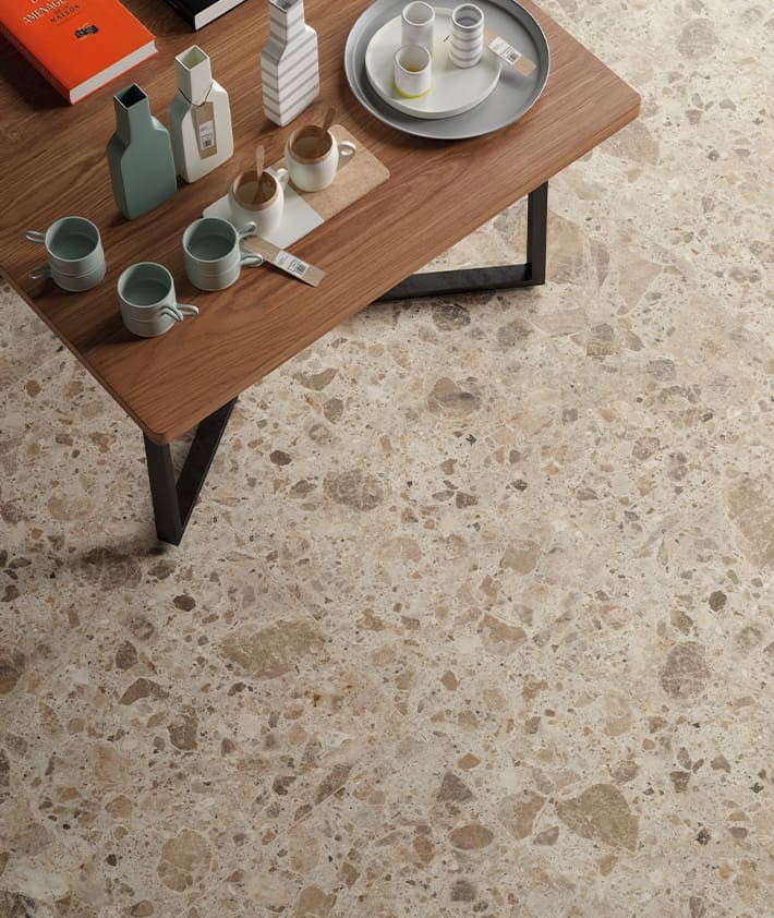 Carrelage intérieur terrazzo beige RR08 Oken Norr Mirage