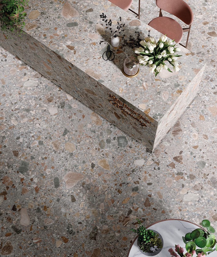 Carrelage intérieur terrazzo gris RR09 Grus Norr Mirage