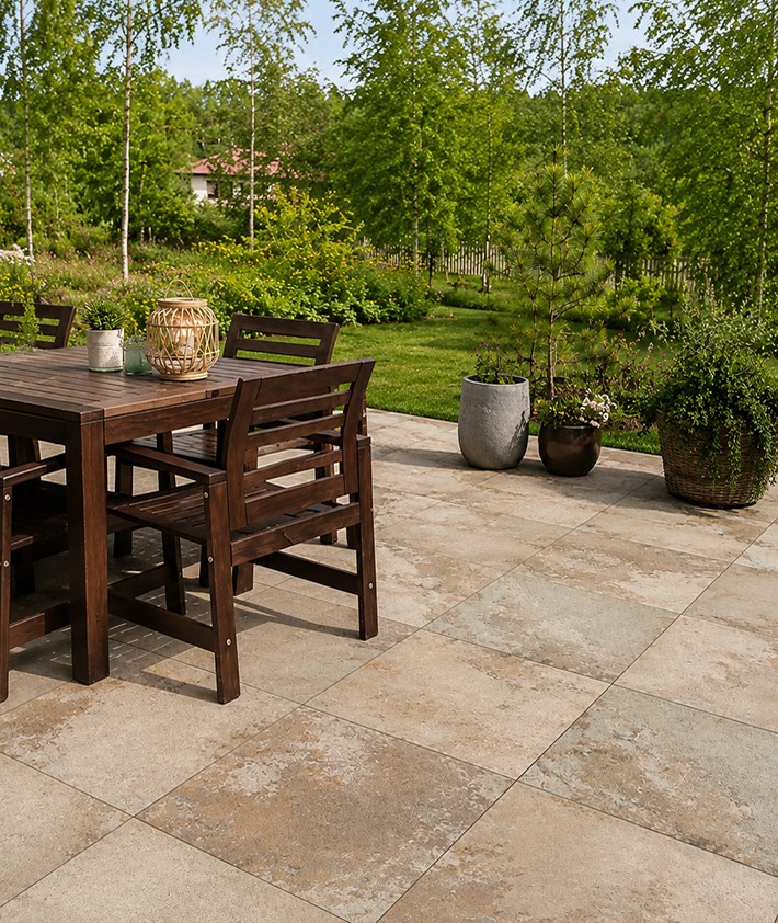 carrelage effet pierre naturel pour terrasse
