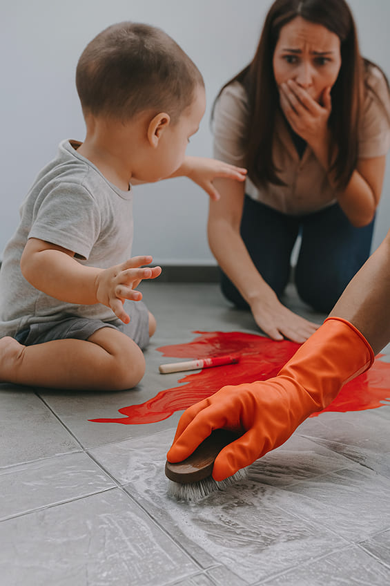 des taches de peintures sur son carrelage