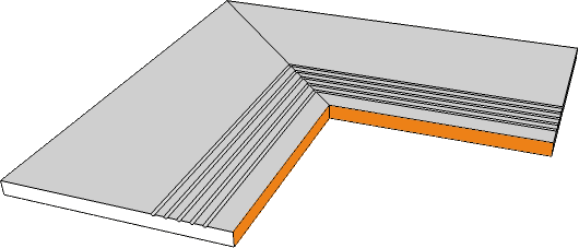 margelle angle interne strie bord rectiligne